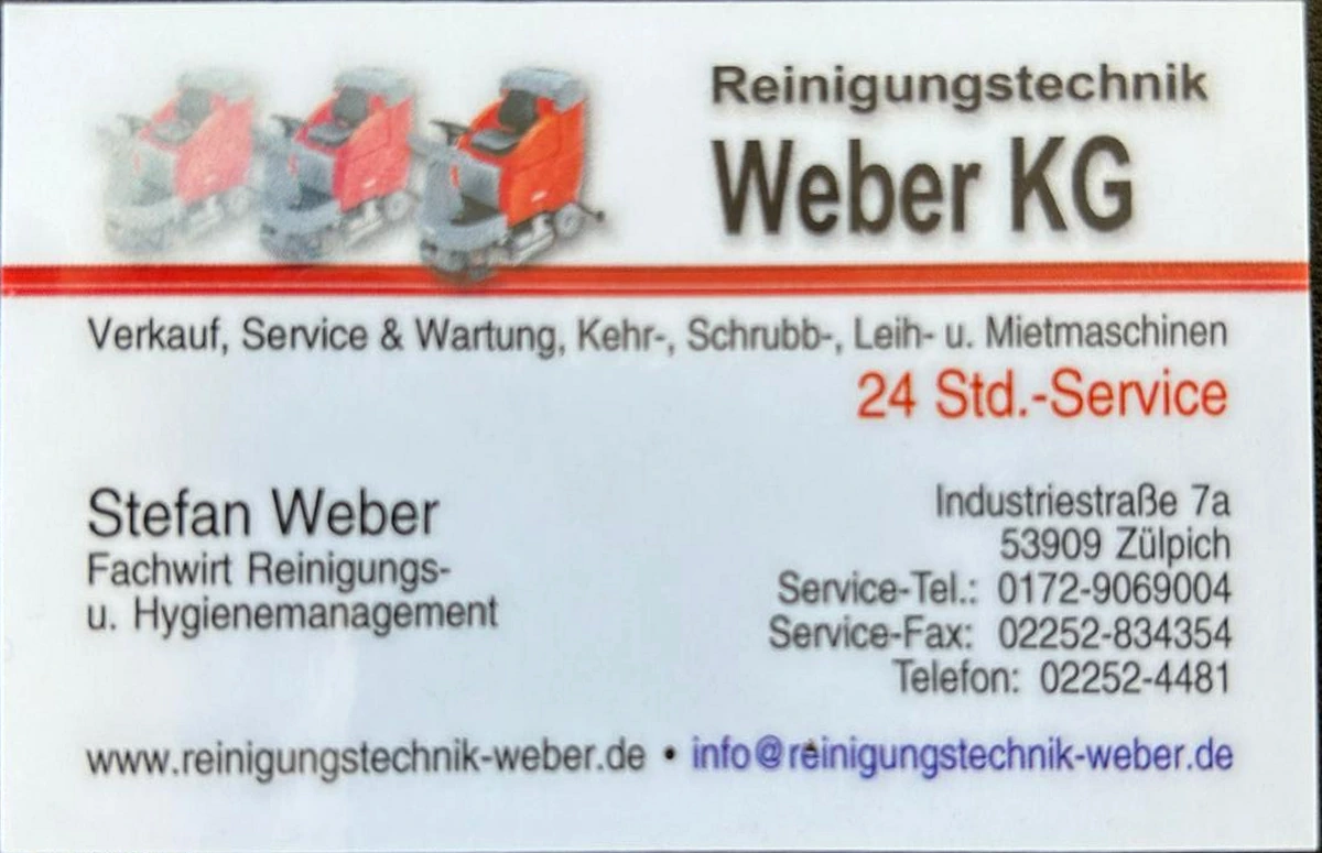 Visitenkarte von Stefan Weber, Reinigungstechnik Weber KG